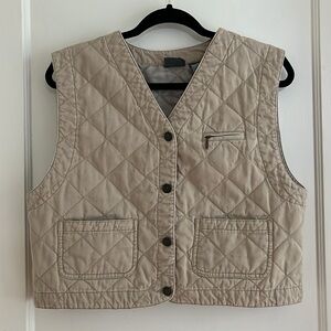 Quilted Sleeveless Vest in Beige